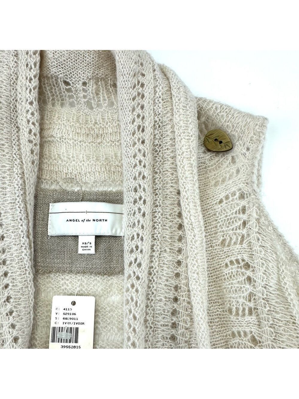 Angel of the North Anthropologie cream pointelle NWT knit vest XS/S boho coastal - Picture 5 of 10